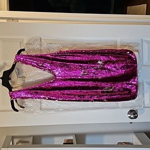 Free People fuchsia sequin Dress Sz Large